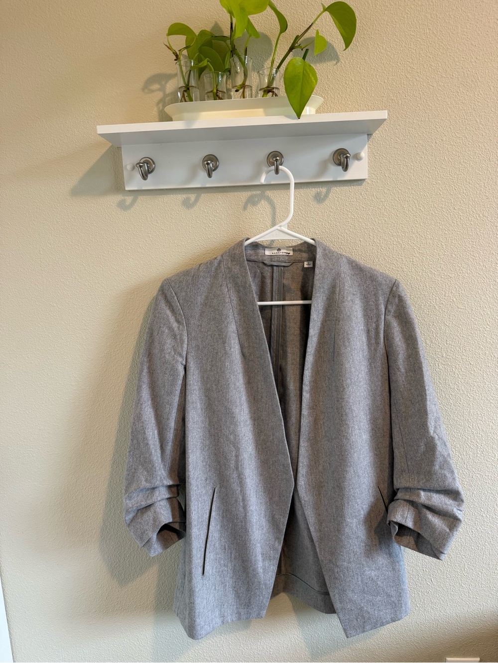 Babaton Light Gray Open-Front Women's Blazer